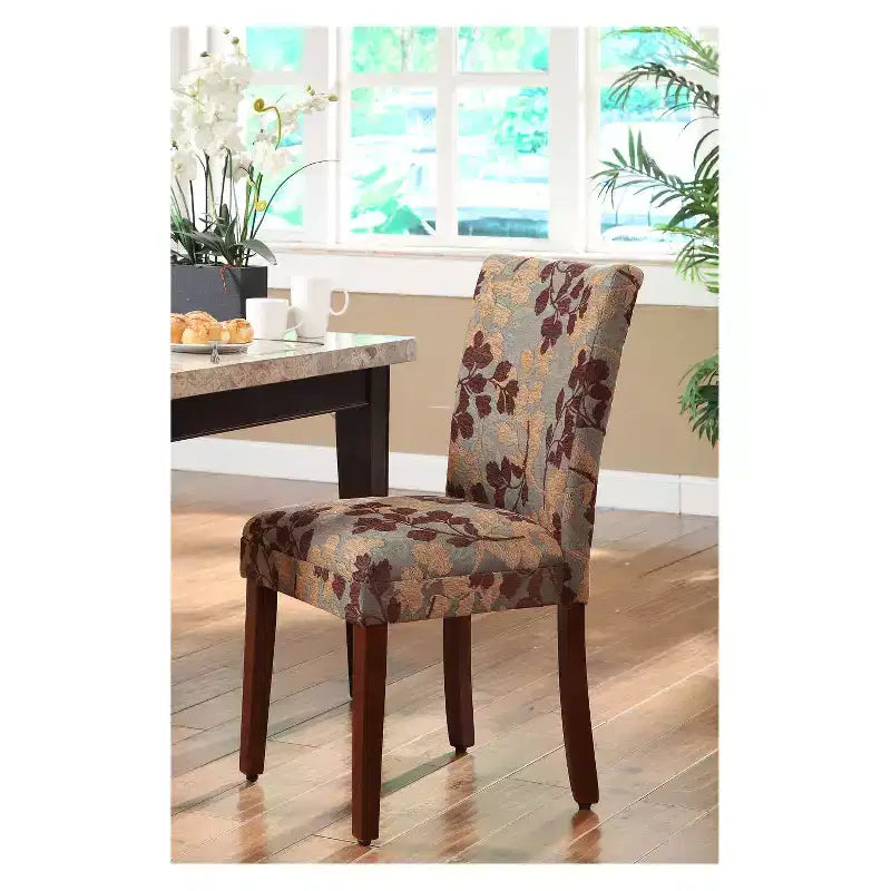Parsons Dining Chair Brown/Tan - HomePop: Upholstered, Wood Legs, Foam Cushion, Spot Clean, K1136-F975