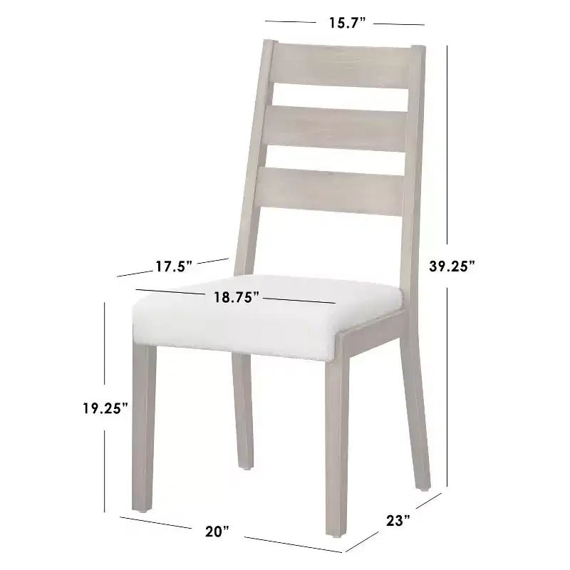 Lifestorey Set of 2 Palmer Farmhouse Ladder Back Dining Chair Off White/Antique Oak
