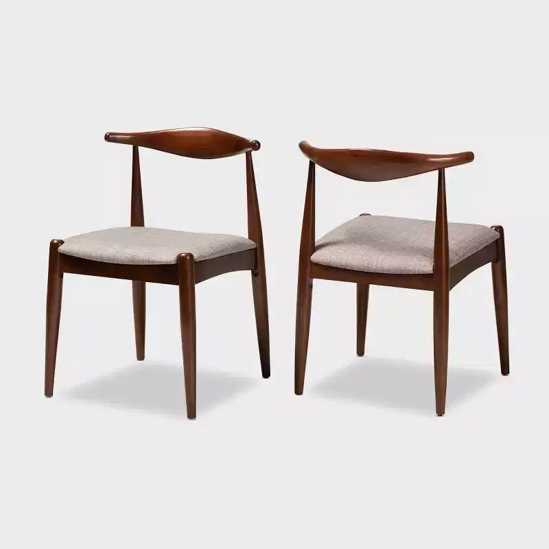 Set of 2 Aeron Wood Dining Chair Walnut - Baxton Studio: Retro-Inspired, Foam Padded, Tapered Legs