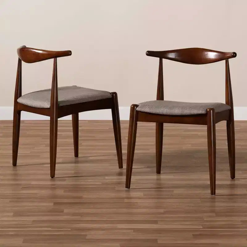 Set of 2 Aeron Wood Dining Chair Walnut - Baxton Studio: Retro-Inspired, Foam Padded, Tapered Legs