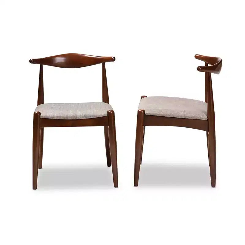Set of 2 Aeron Wood Dining Chair Walnut - Baxton Studio: Retro-Inspired, Foam Padded, Tapered Legs