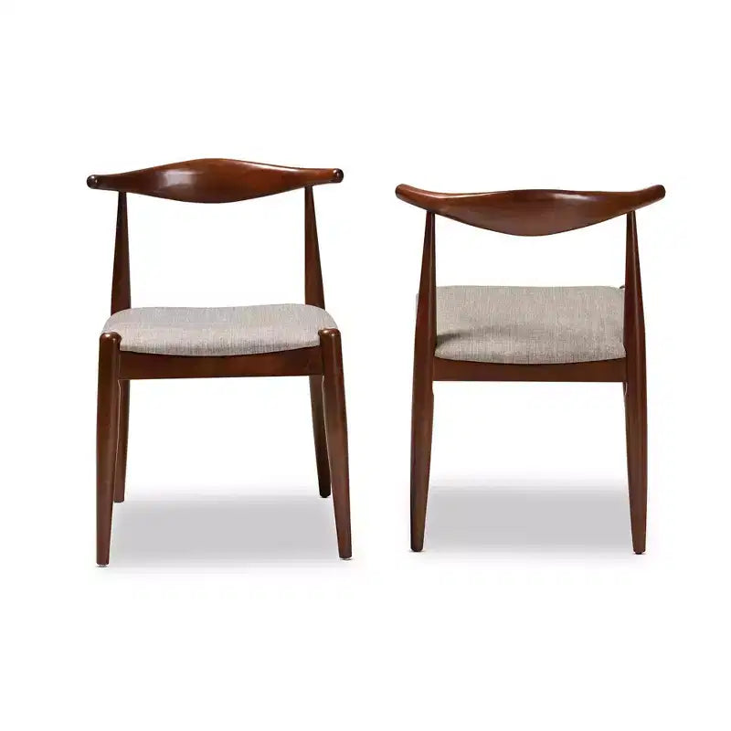 Set of 2 Aeron Wood Dining Chair Walnut - Baxton Studio: Retro-Inspired, Foam Padded, Tapered Legs