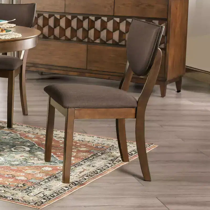24/7 Shop At Home Set of 2 Raven Padded Seat Side Chair Walnut: Curved Backrest, Transitional Design