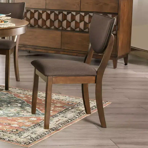 24/7 Shop At Home Set of 2 Raven Padded Seat Side Chair Walnut: Curved Backrest, Transitional Design