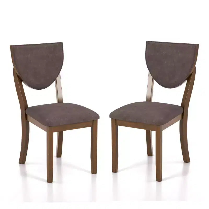 24/7 Shop At Home Set of 2 Raven Padded Seat Side Chair Walnut: Curved Backrest, Transitional Design