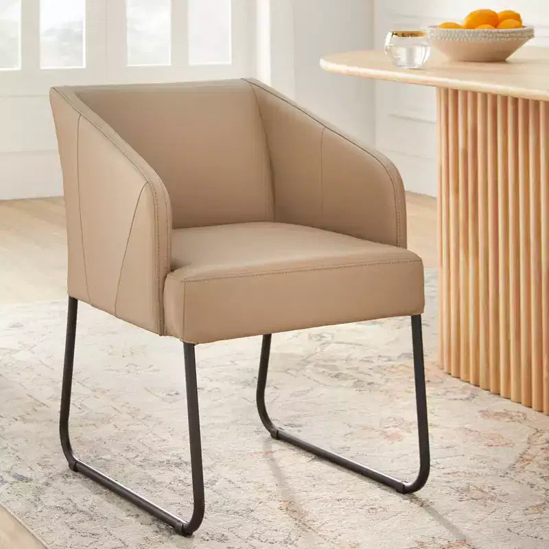 Lifestorey Layton Modern Leather Dining Chair Khaki