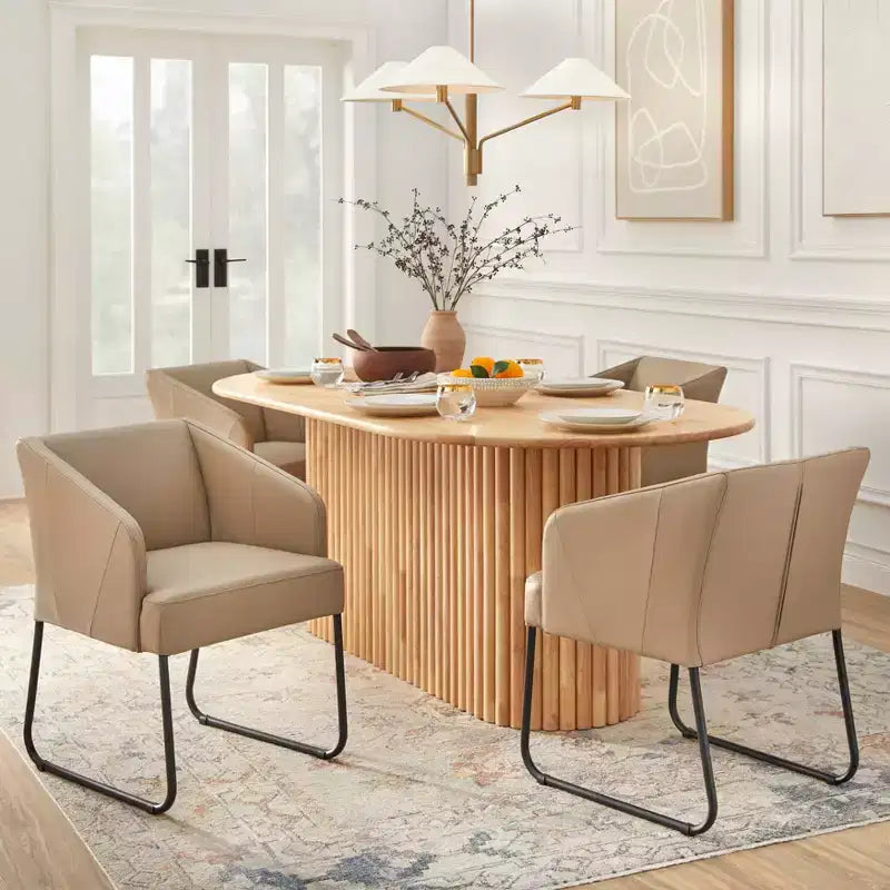 Lifestorey Layton Modern Leather Dining Chair Khaki
