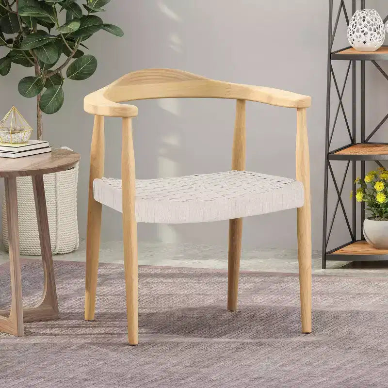 Palmyra Mid Century Modern Chair White - Christopher Knight Home: Wool & Cotton Blend, No Assembly Required
