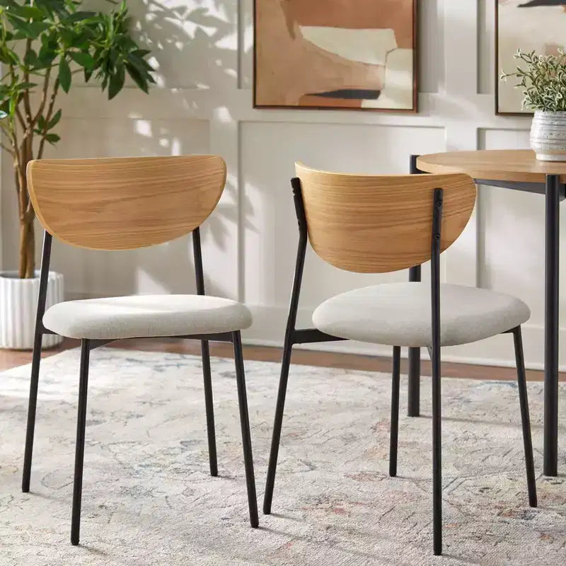 Lifestorey 5pc Jari Mid Century Modern Rectangular Dining Set Oak/Black