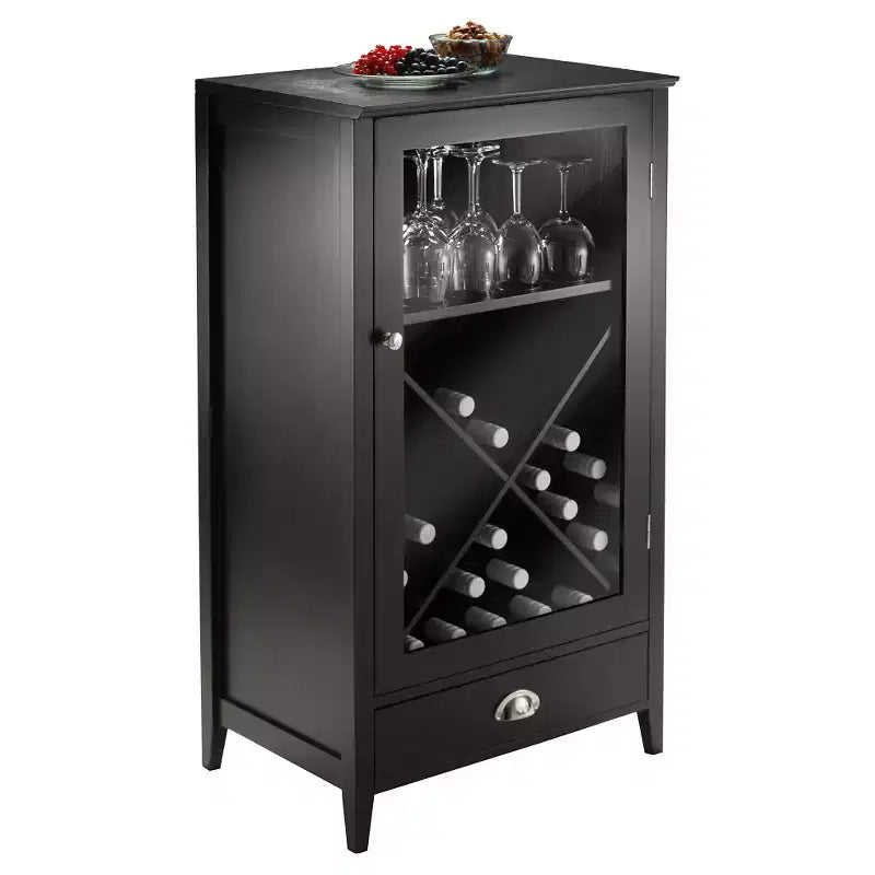 X-Panel Modular Bordeaux Wine Cabinet Wood/Black Espresso - Winsome