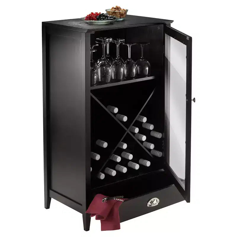 X-Panel Modular Bordeaux Wine Cabinet Wood/Black Espresso - Winsome