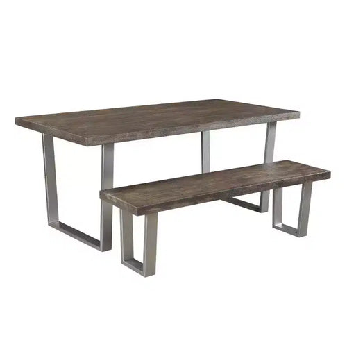 Table à manger en bois de manguier Lark de 71 po marron - Timbergirl : Piétement central, 6 places, rectangulaire fixe