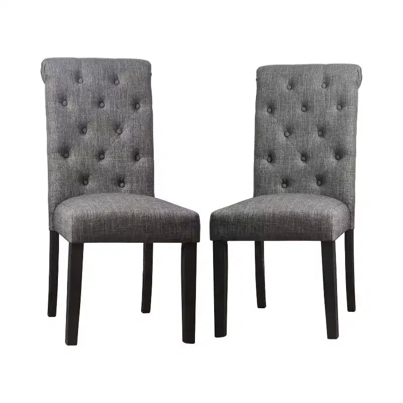 HOMES: Inside + Out 7pc Hepburn Dining Set Antique Black/Gray : Rectangle Table, 6 Upholstered Chairs