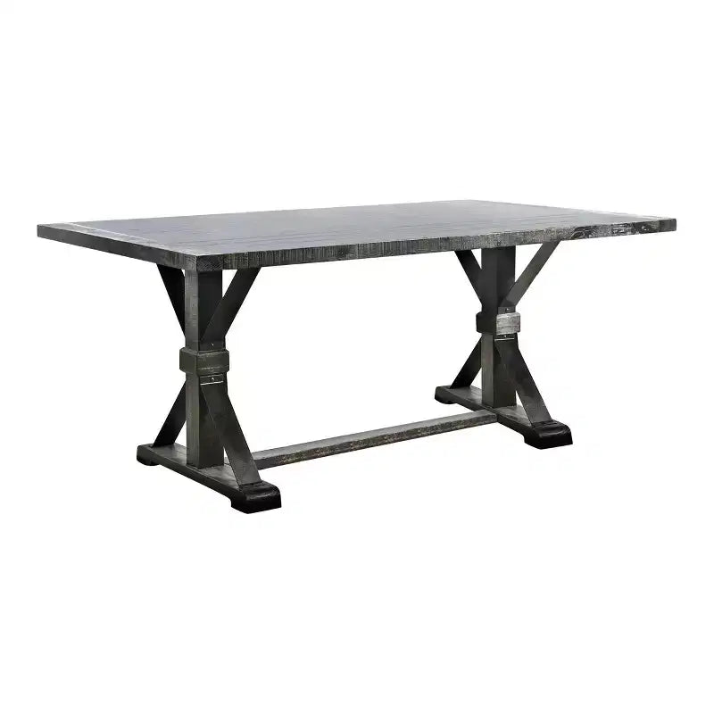 HOMES: Inside + Out 7pc Hepburn Dining Set Antique Black/Gray : Rectangle Table, 6 Upholstered Chairs