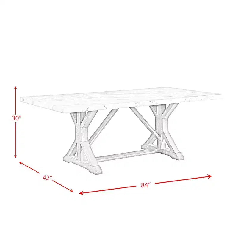 Picket House Furnishings Liam Standard Height Rectangular Dining Table White Marble: Scandinavian Style, Rubberwood Frame, Seats 4