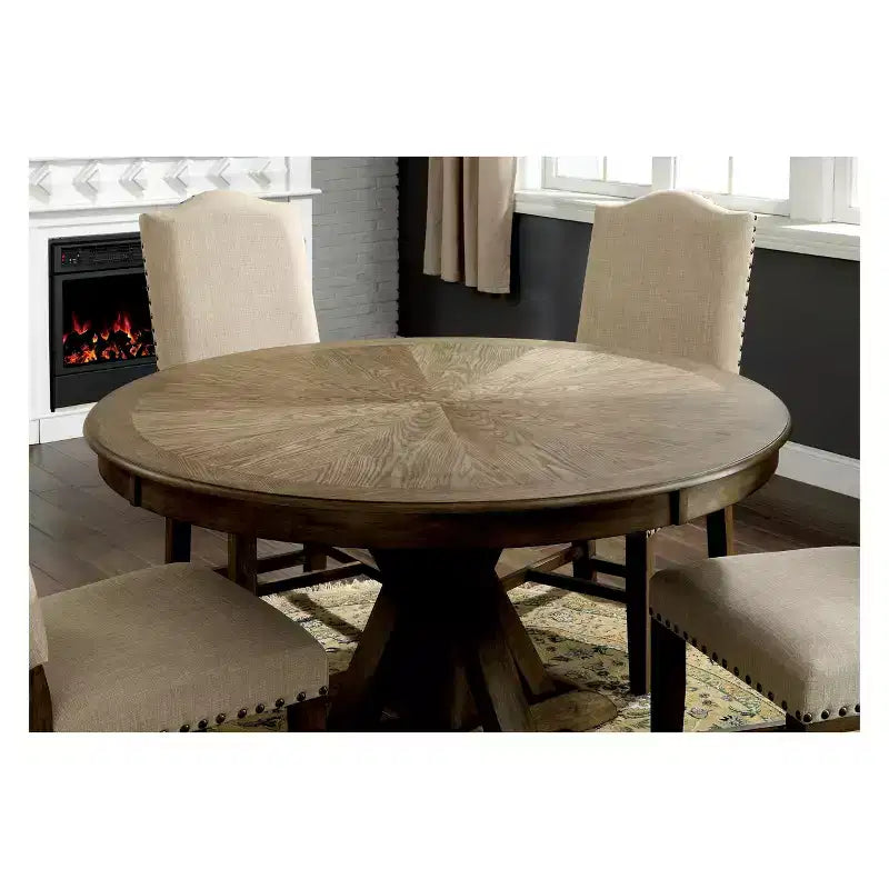 HOMES: Inside + Out Iohomes Jellison Transitional Round Dining Table Light Oak