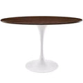 48" Lippa Oval Walnut Dining Table Walnut - Modway: Sleek Modern Pedestal, Seats 4