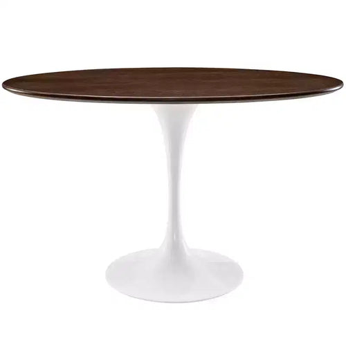 Table à manger ovale 48" Lippa Noyer Noyer - Modway : Pied central élégant et moderne, 4 places