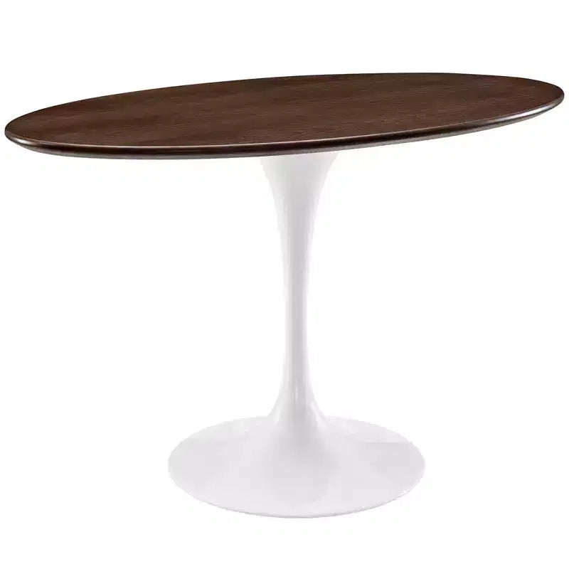 48" Lippa Oval Walnut Dining Table Walnut - Modway: Sleek Modern Pedestal, Seats 4