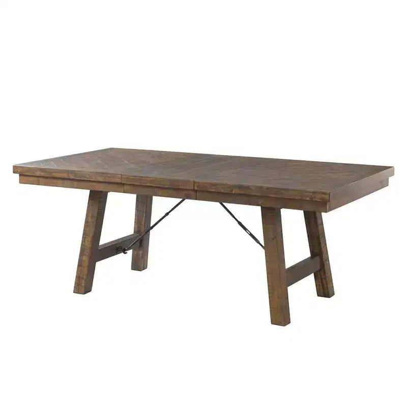 5pc Dex Extendable Dining Table Set, 4 Upholstered Chairs - Picket House Furnishings: Smokey Walnut, Turnbuckle Detail