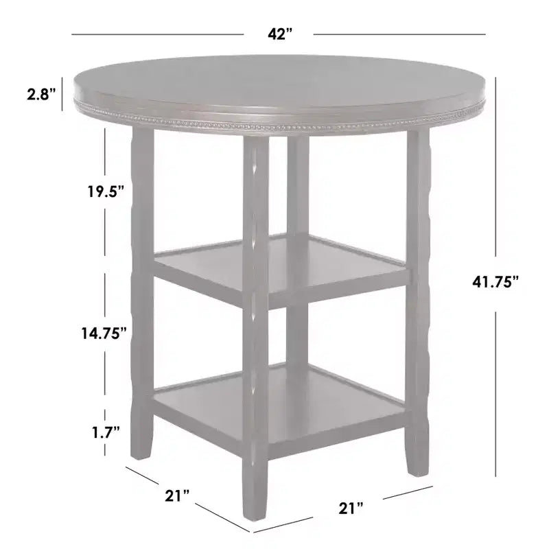 Buylateral 5pc Adam 42" Round Pub Dining Set with Bar Height Swivel Bar Stools Brown: Upholstered Stools, Rubberwood Frame
