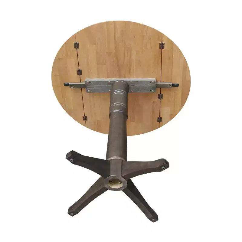 42" Alexandra Round Top Dual Drop Leaf Bar Height Pedestal Dining Table Hickory/Washed Coal - International Concepts