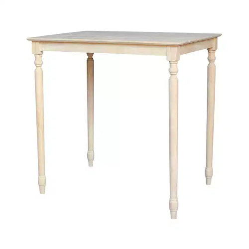 30' X 42' Solid Wood Bar Height Table with Turned Legs Unfinished - International Concepts