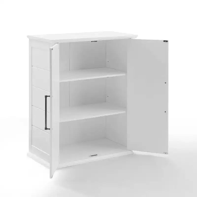 Bartlett Stackable Storage Pantry White - Crosley: Coastal Style, 3 Adjustable Shelves, MDF Wood Veneer, Anti-Tip Hardware