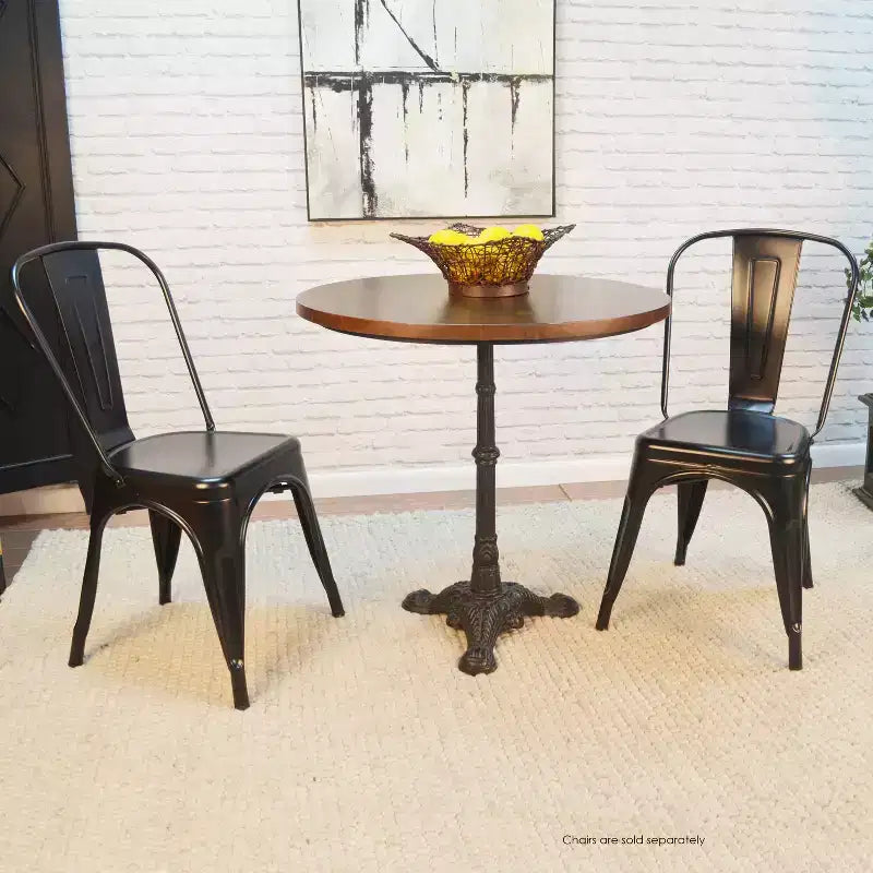 Mila Pedestal Base Dining Table Brown/Black - Carolina Cottage