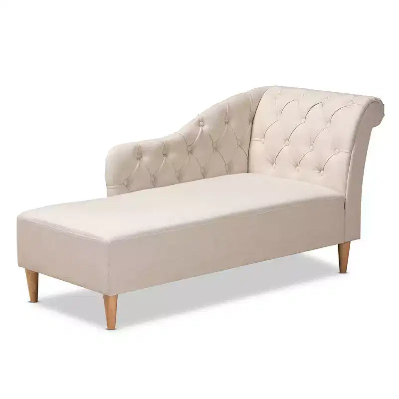 Baxton Studio Emeline Chaise Beige : Upholstered Polyester, Modern Style, Wood Frame, 400 lbs Capacity