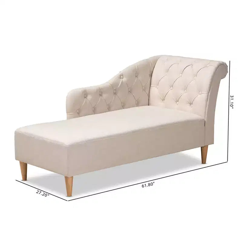 Baxton Studio Emeline Chaise Beige : Upholstered Polyester, Modern Style, Wood Frame, 400 lbs Capacity