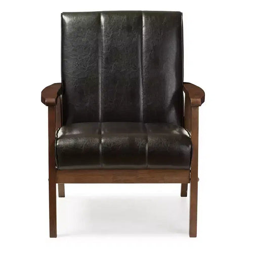 Ensemble de 3 sièges Nikko style scandinave mi-siècle en similicuir - Baxton Studio
