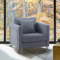 Heritage Fabric Upholstered Accent Chair: Armen Living, Sturdy Frame, Metal Legs, Includes Toss Pillow