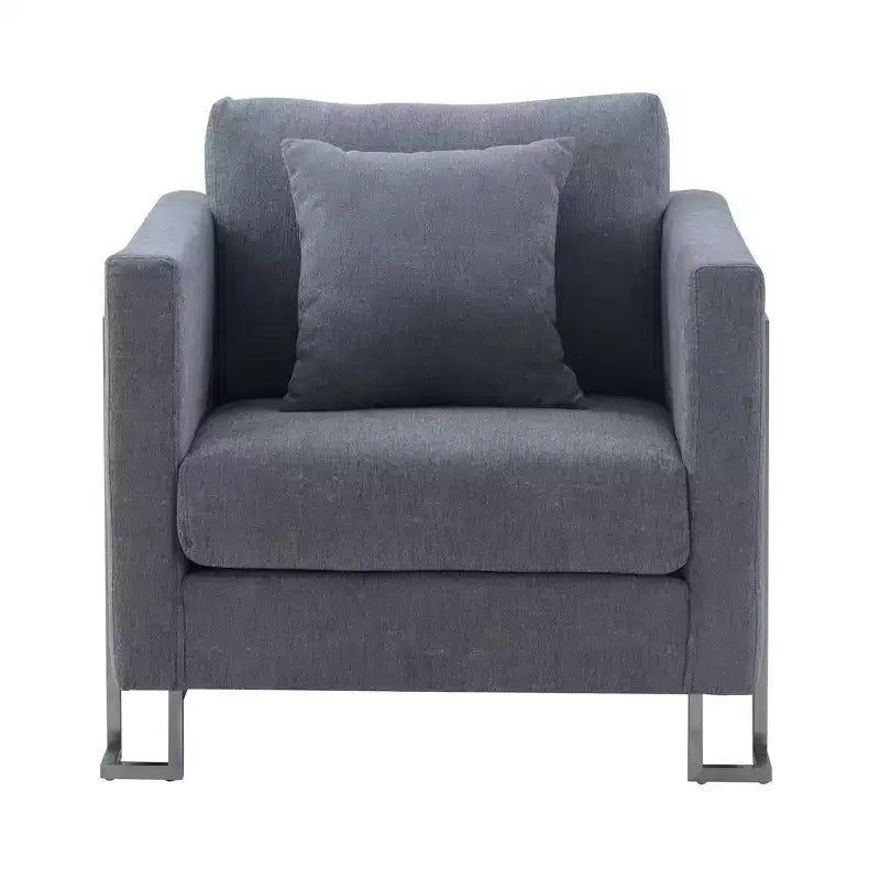 Heritage Fabric Upholstered Accent Chair: Armen Living, Sturdy Frame, Metal Legs, Includes Toss Pillow