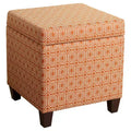 Sunshine Storage Cube Ottoman - Orange - HomePop: Upholstered Footstool, Wood Legs, No Assembly Required