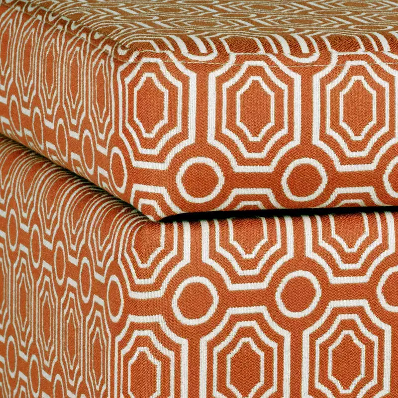 Sunshine Storage Cube Ottoman - Orange - HomePop: Upholstered Footstool, Wood Legs, No Assembly Required