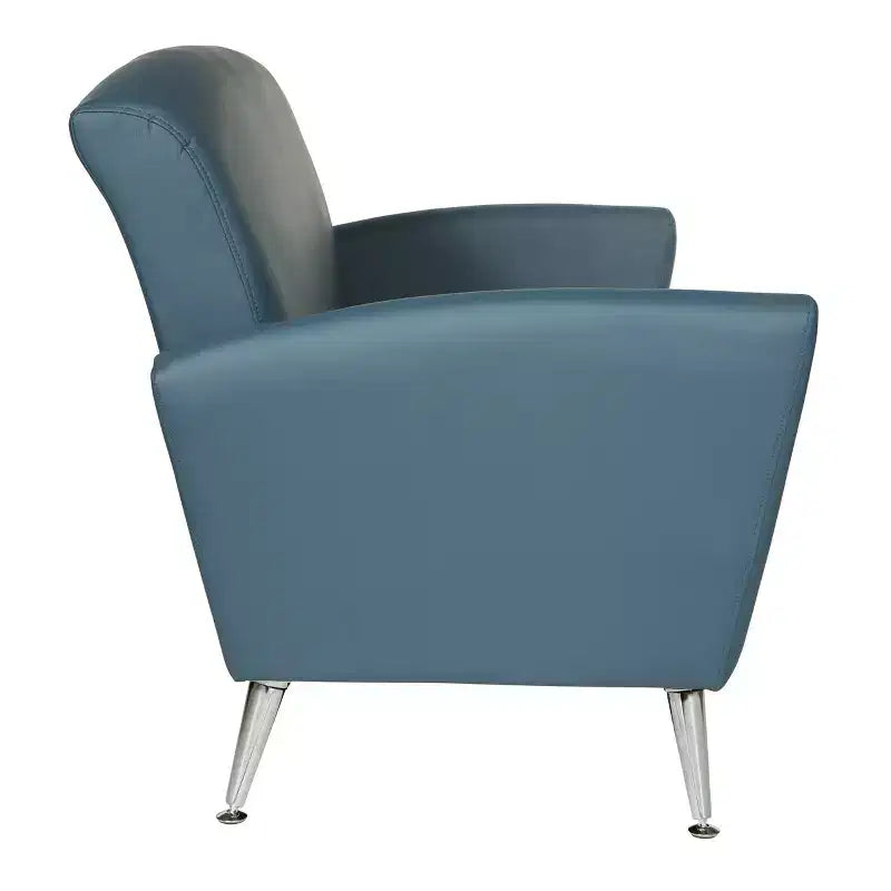 Loveseat with Chrome Legs Dillon Bonded Leather Blue - OSP Home Furnishings: Silver Ion Antimicrobial, MDF Frame