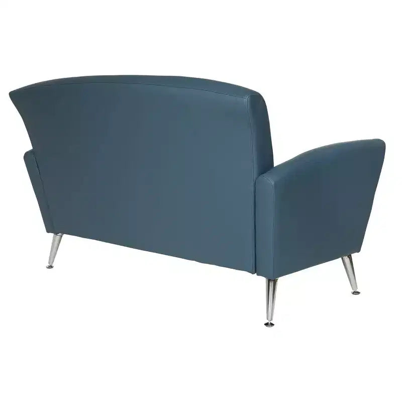 Loveseat with Chrome Legs Dillon Bonded Leather Blue - OSP Home Furnishings: Silver Ion Antimicrobial, MDF Frame