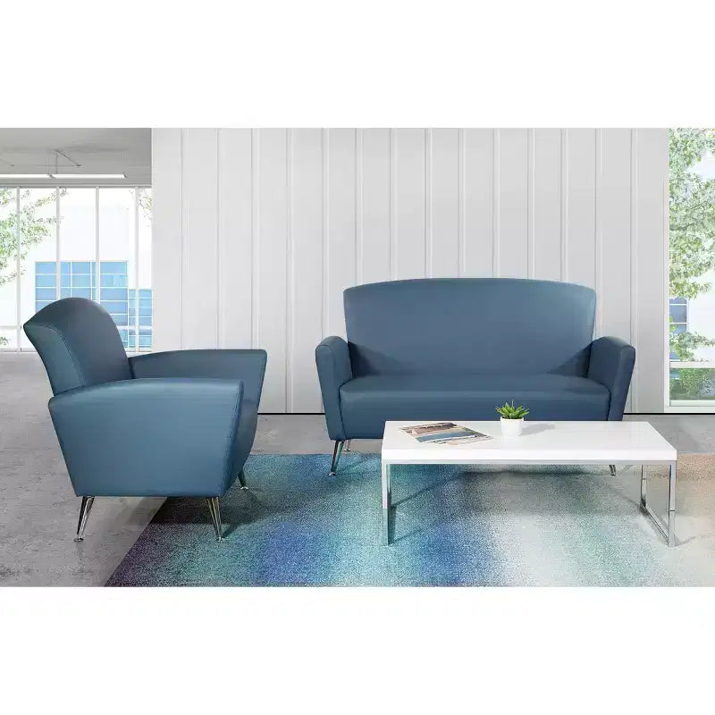 Loveseat with Chrome Legs Dillon Bonded Leather Blue - OSP Home Furnishings: Silver Ion Antimicrobial, MDF Frame