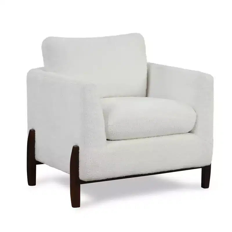 Ralston Accent Chair Cream: Lifestyle Solutions, Upholstered, Walnut Finish Legs, High-Density Foam