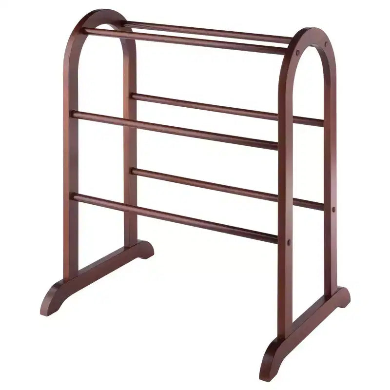 Eleanor Quilt Rack - Antique Walnut - Winsome: Hardwood Stand for Linen & Comforter Storage