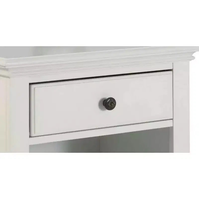 Home Styles Home Bermuda Nightstand White/Espresso: Mahogany Frame, Brass Hardware, Storage Shelf
