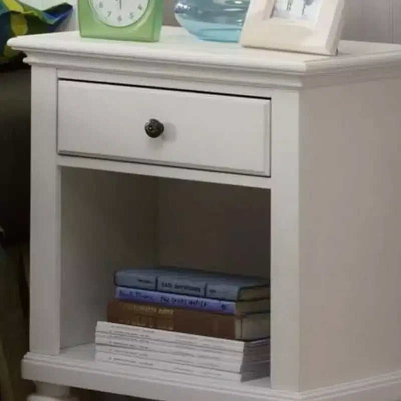 Home Styles Home Bermuda Nightstand White/Espresso: Mahogany Frame, Brass Hardware, Storage Shelf