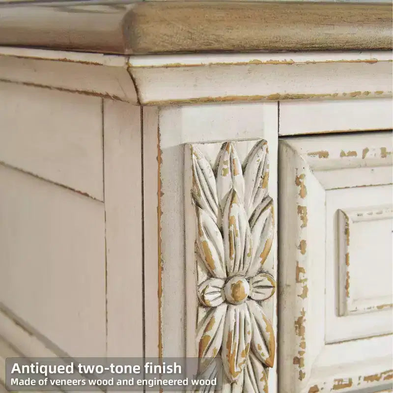 Realyn Dresser Chipped White - Signature Design by Ashley: 7-Drawer Storage, Wood Composite Frame, Bedroom Furniture
