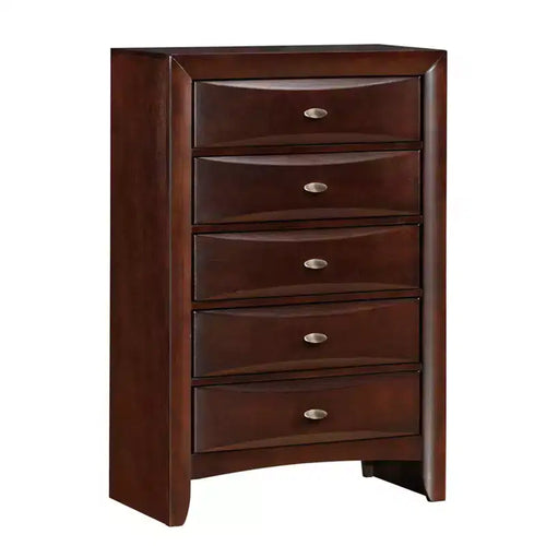 Acme Furniture 32" Ireland Chest Espresso: 5-Drawer Wood Storage, Metal Glides, No Assembly Required