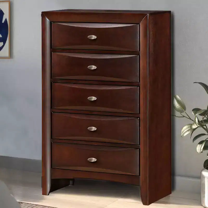 Acme Furniture 32" Ireland Chest Espresso: 5-Drawer Wood Storage, Metal Glides, No Assembly Required