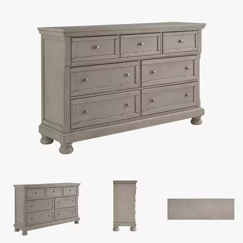 Lettner Dresser Light Gray - Signature Design by Ashley: Traditional 7-Drawer Storage