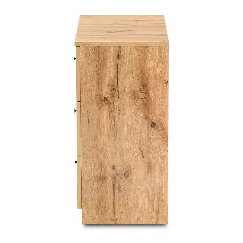 Decon Wood 3 Drawer Storage Chest Oak Brown - Baxton Studio: Elegant Universal Storage Solution