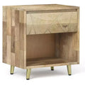 Bissell Nightstand - WyndenHall: Mango Wood, Metal Frame, Open Shelf, Drawer, Mid-Century Modern, 22" W x 24" H