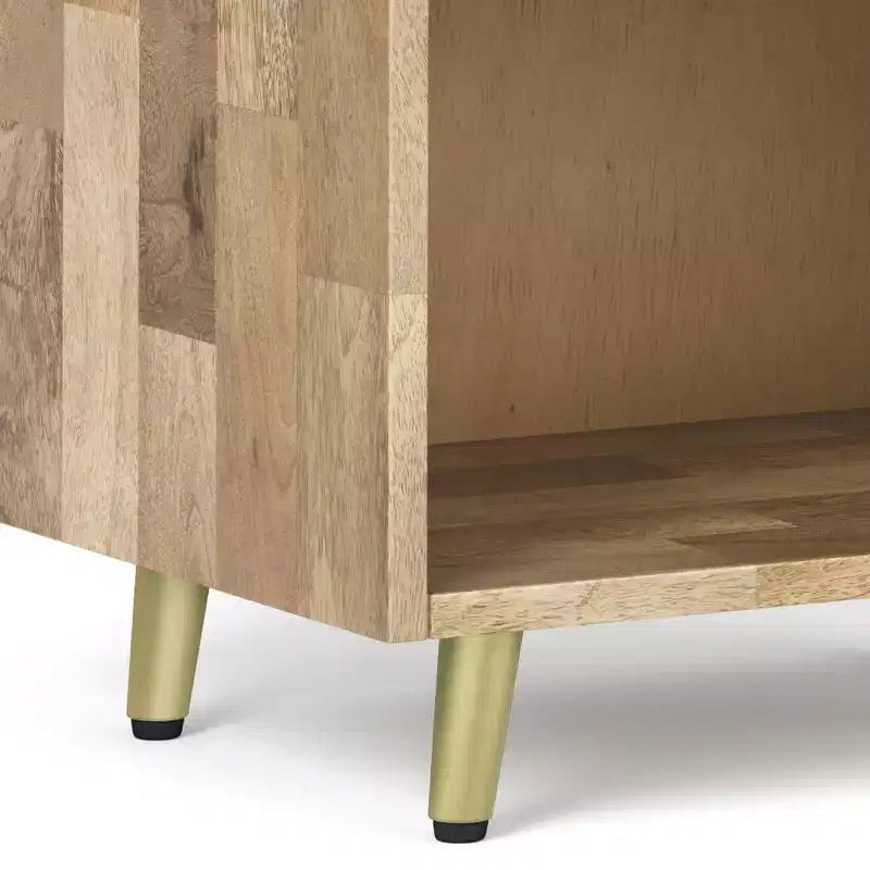 Bissell Nightstand - WyndenHall: Mango Wood, Metal Frame, Open Shelf, Drawer, Mid-Century Modern, 22" W x 24" H